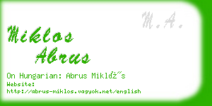 miklos abrus business card